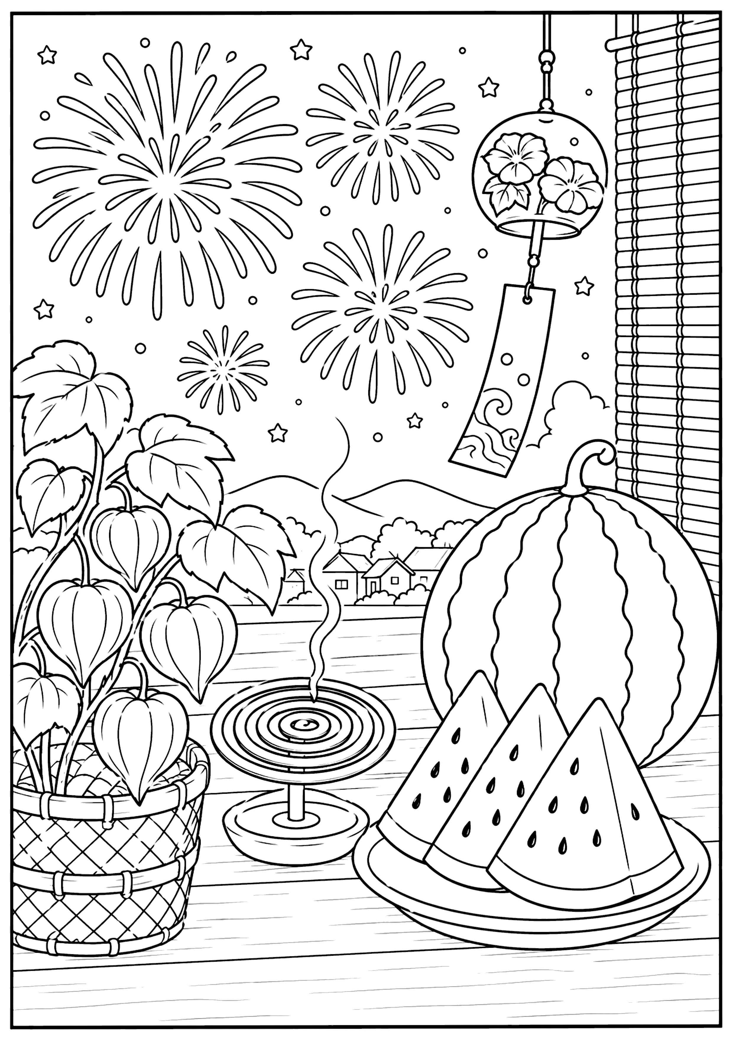 夏の風物詩 塗り絵