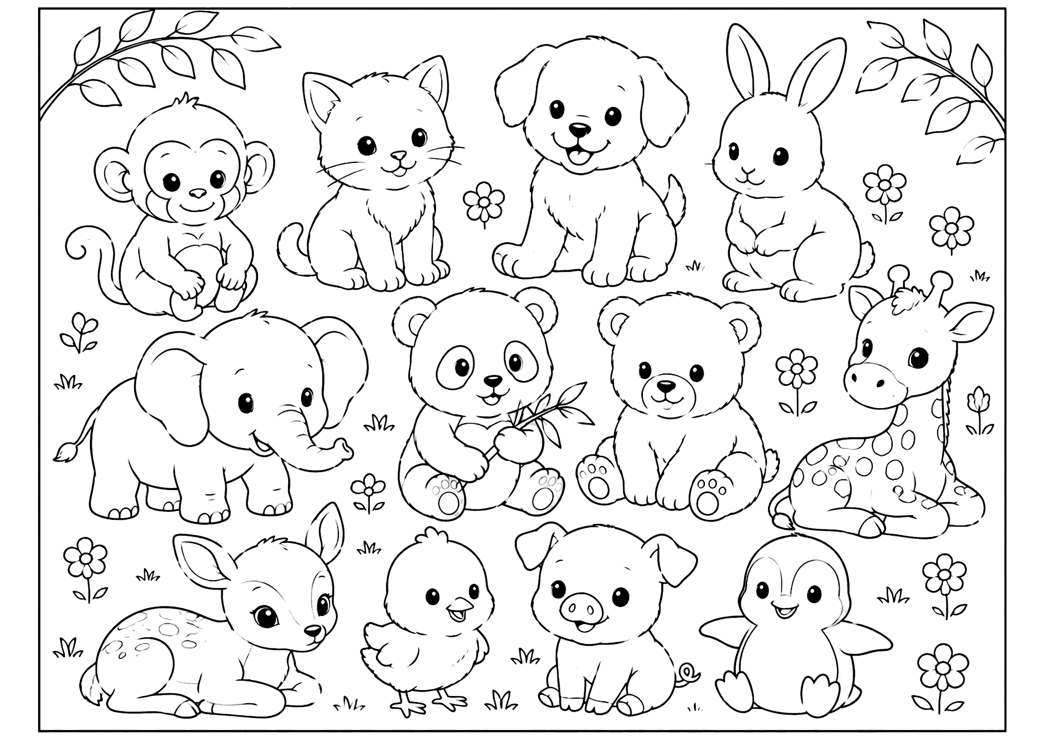 動物の赤ちゃん 塗り絵