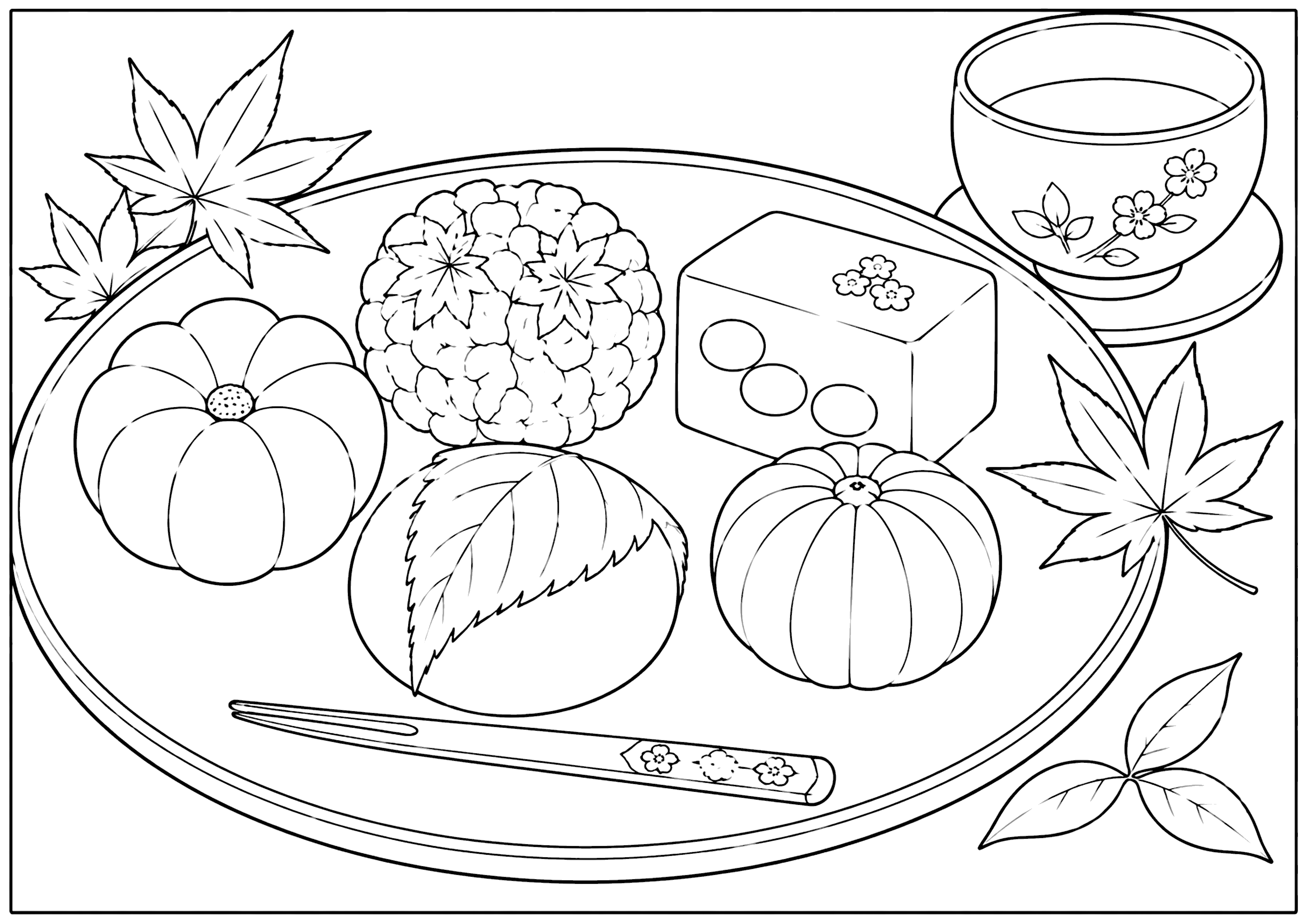 和菓子 塗り絵