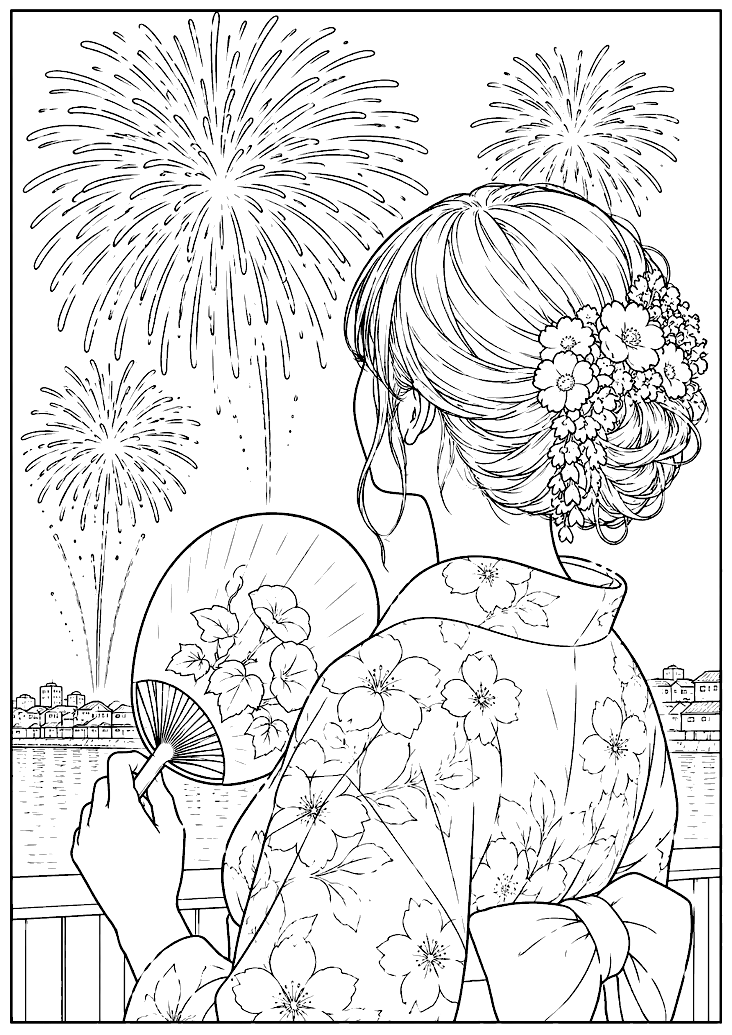 花火 塗り絵
