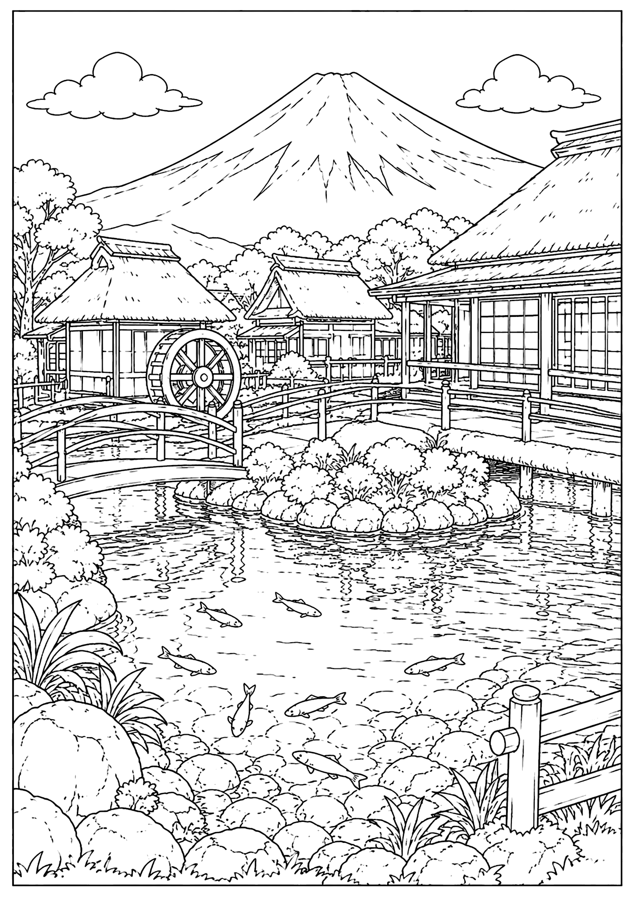 忍野八海 塗り絵