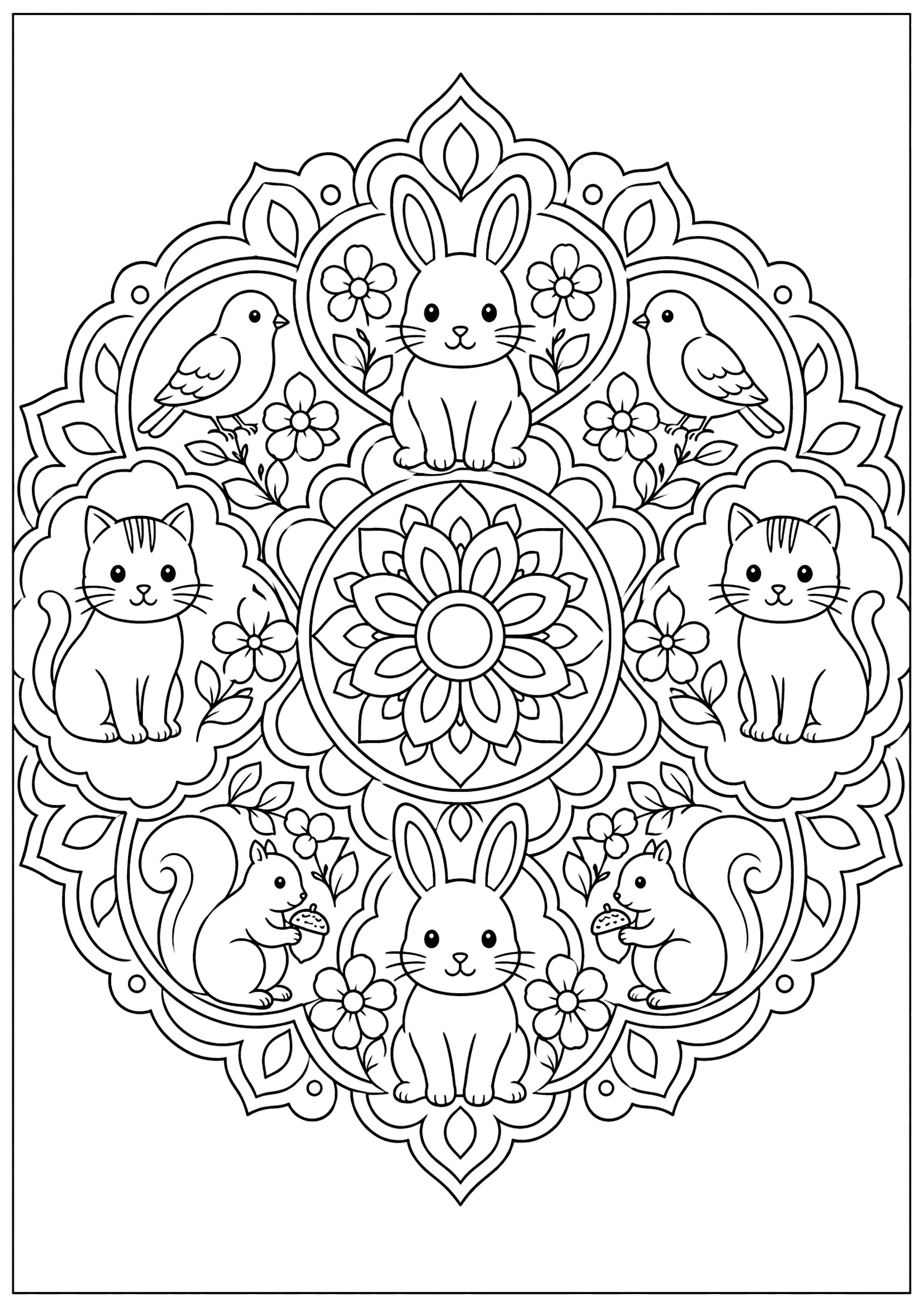 動物曼荼羅 塗り絵