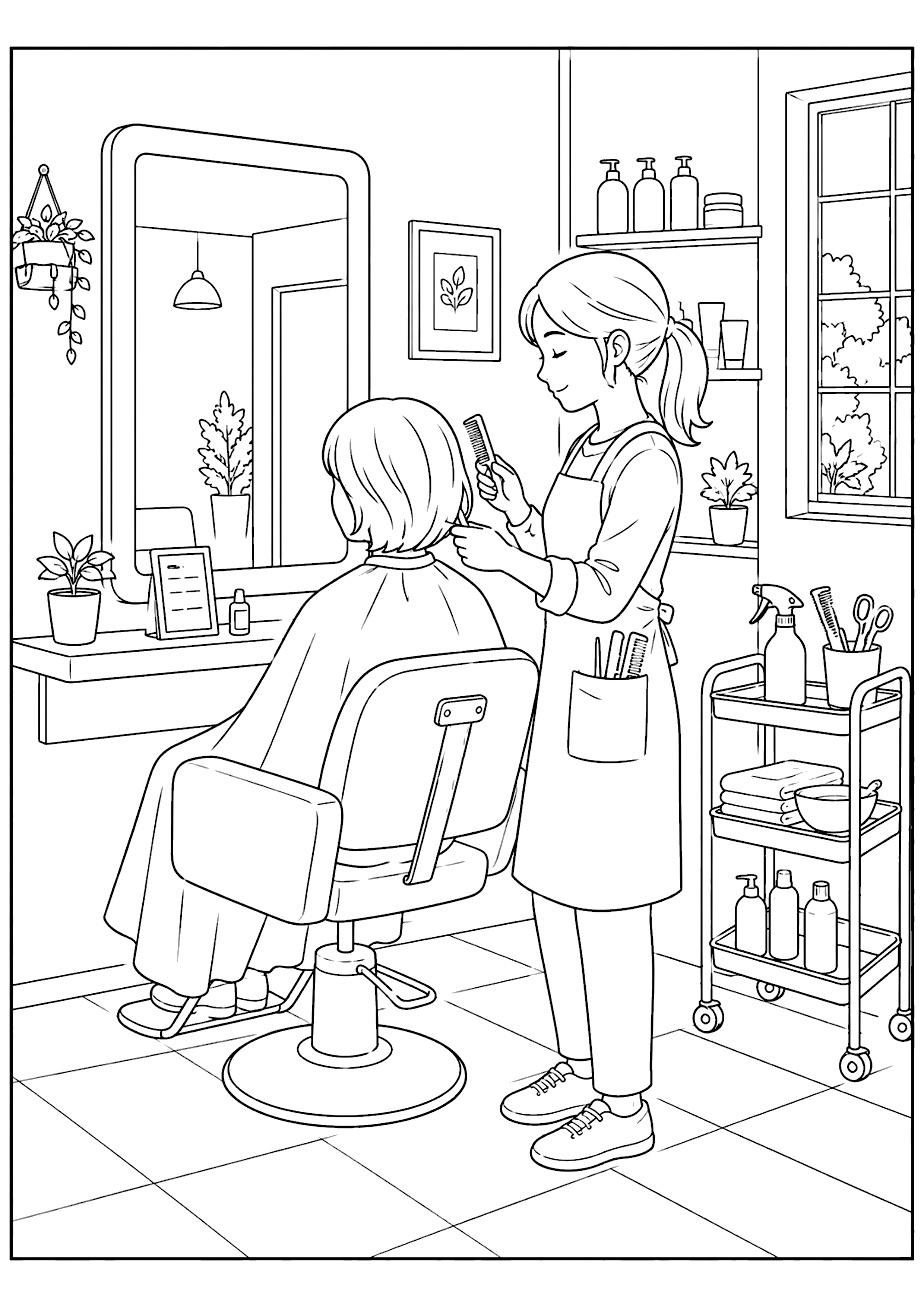 美容室 塗り絵