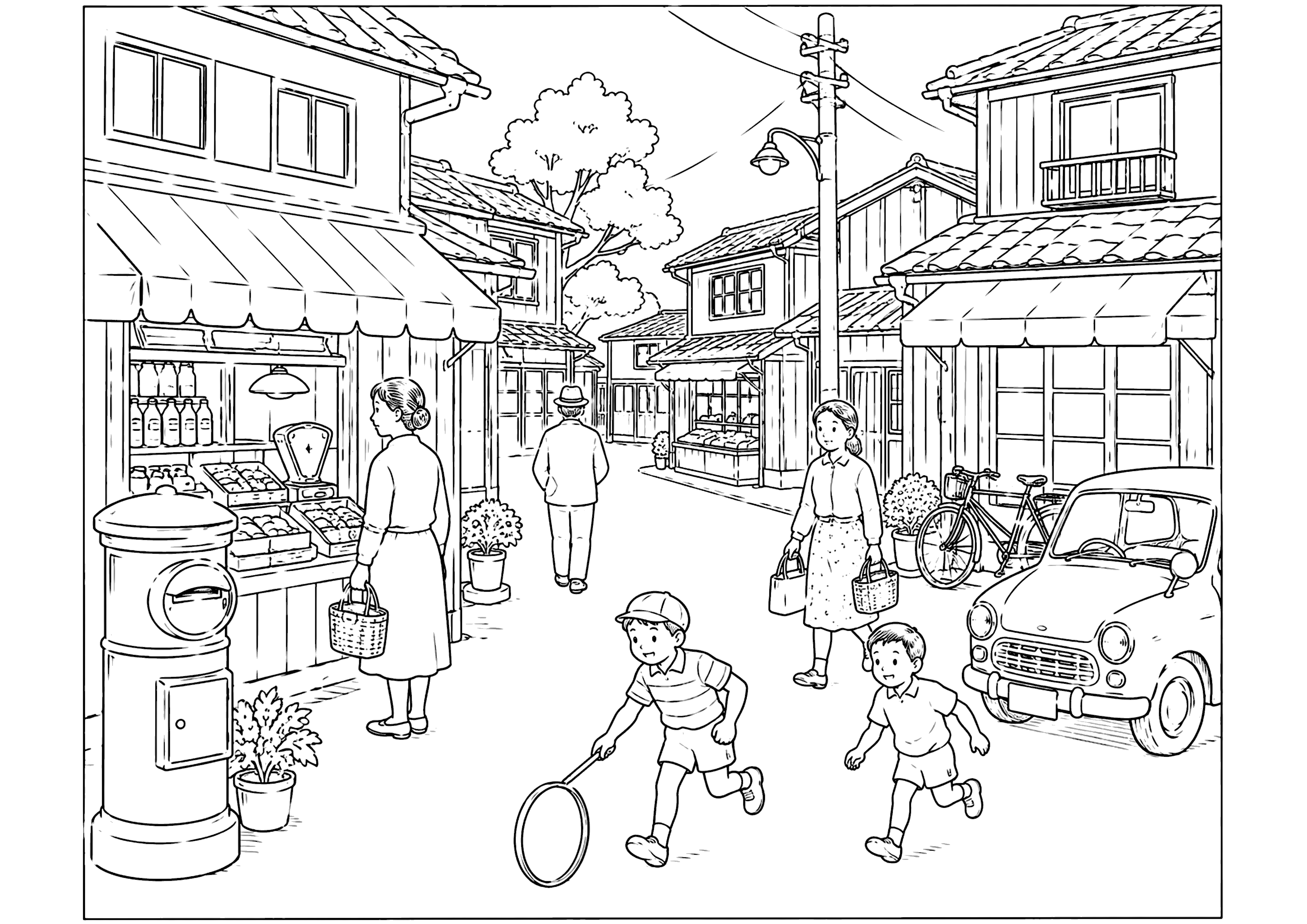 昭和の街並み 塗り絵