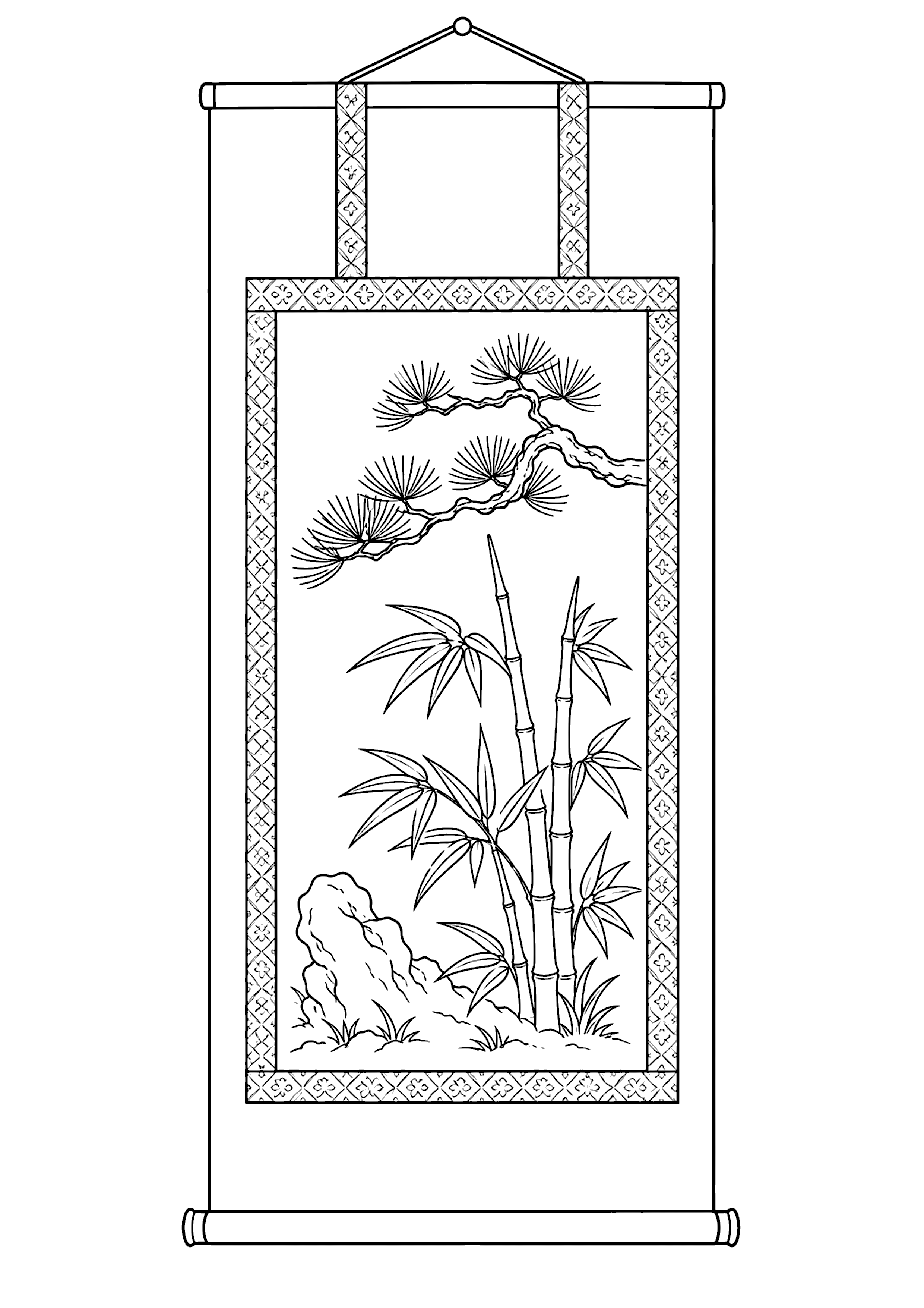 掛け軸 塗り絵