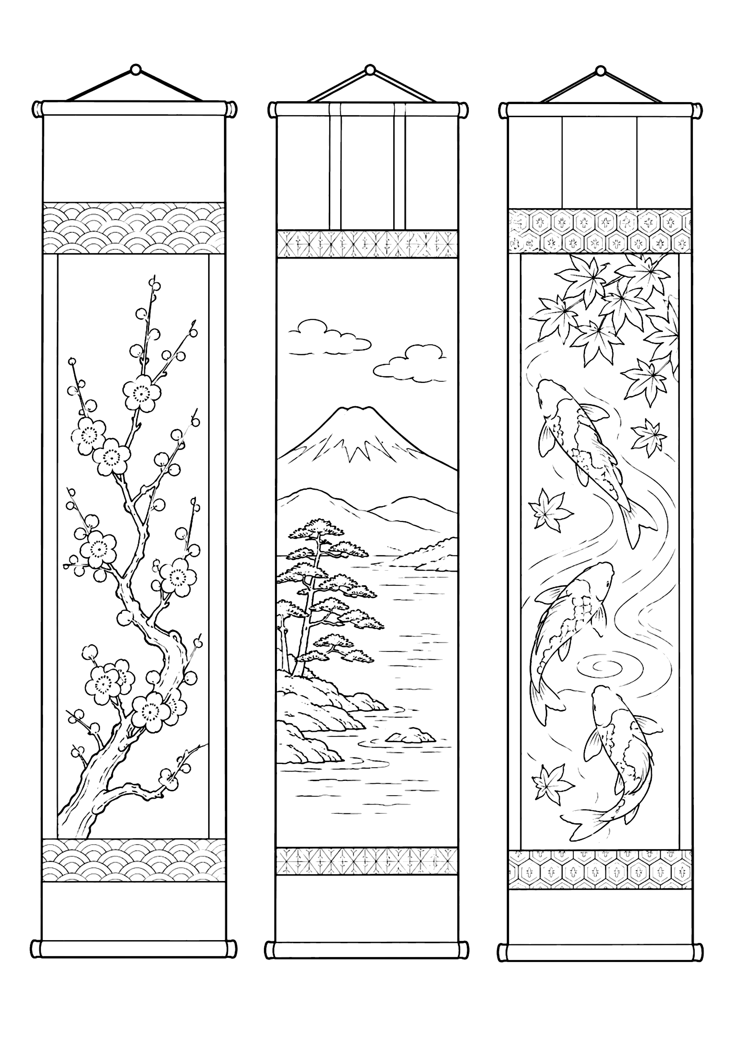 掛け軸 塗り絵