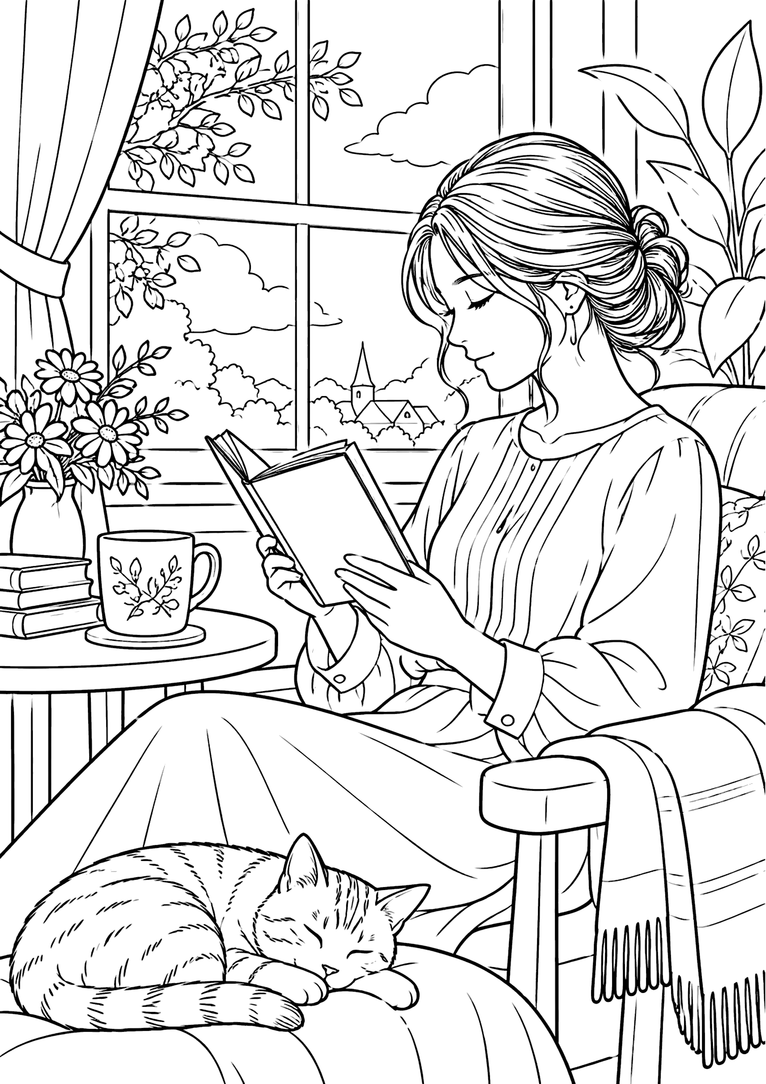 読書 塗り絵