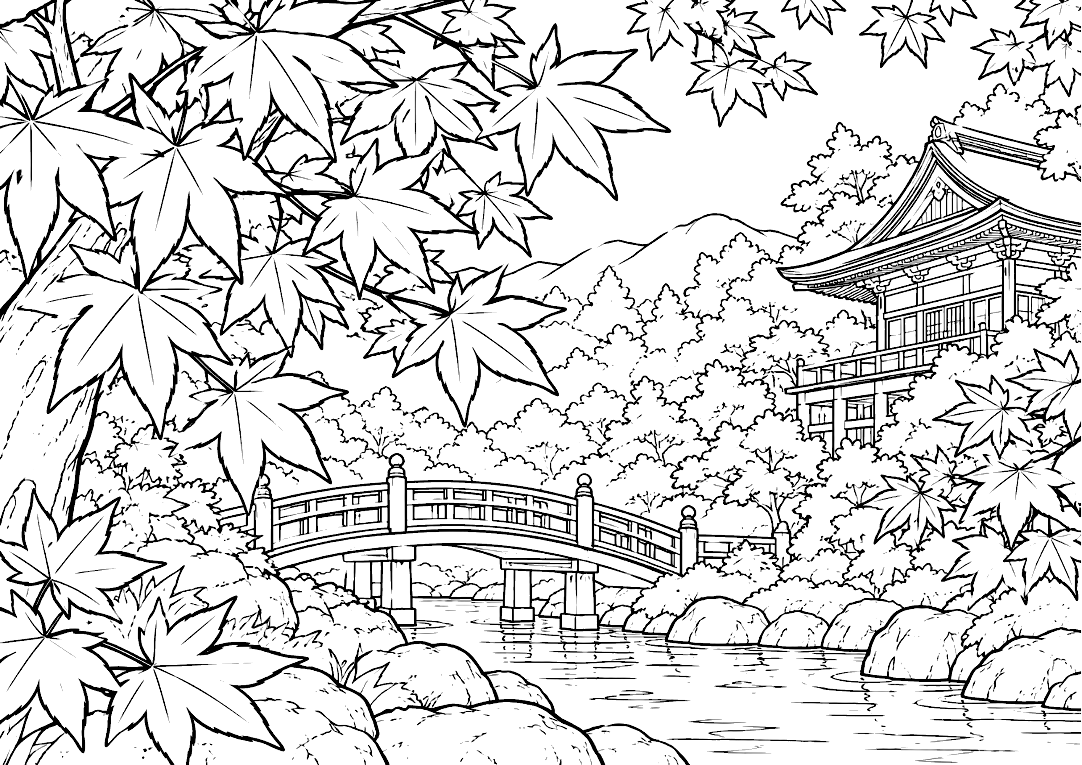 紅葉名所 塗り絵