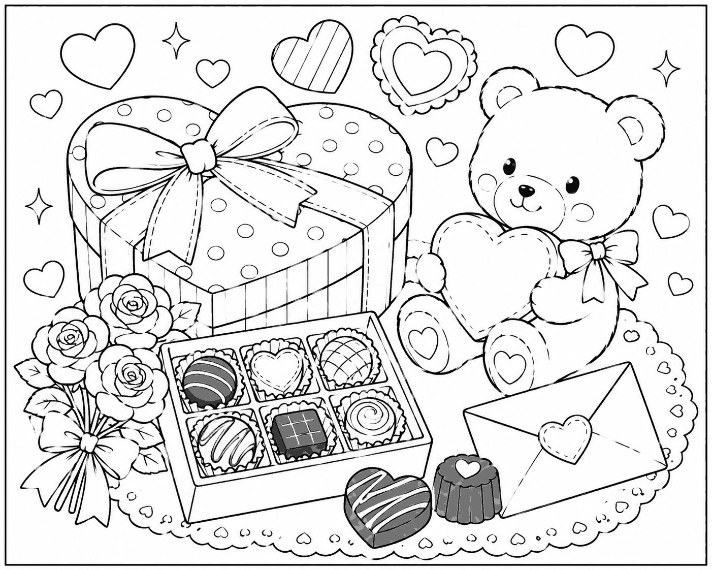 バレンタイン 塗り絵