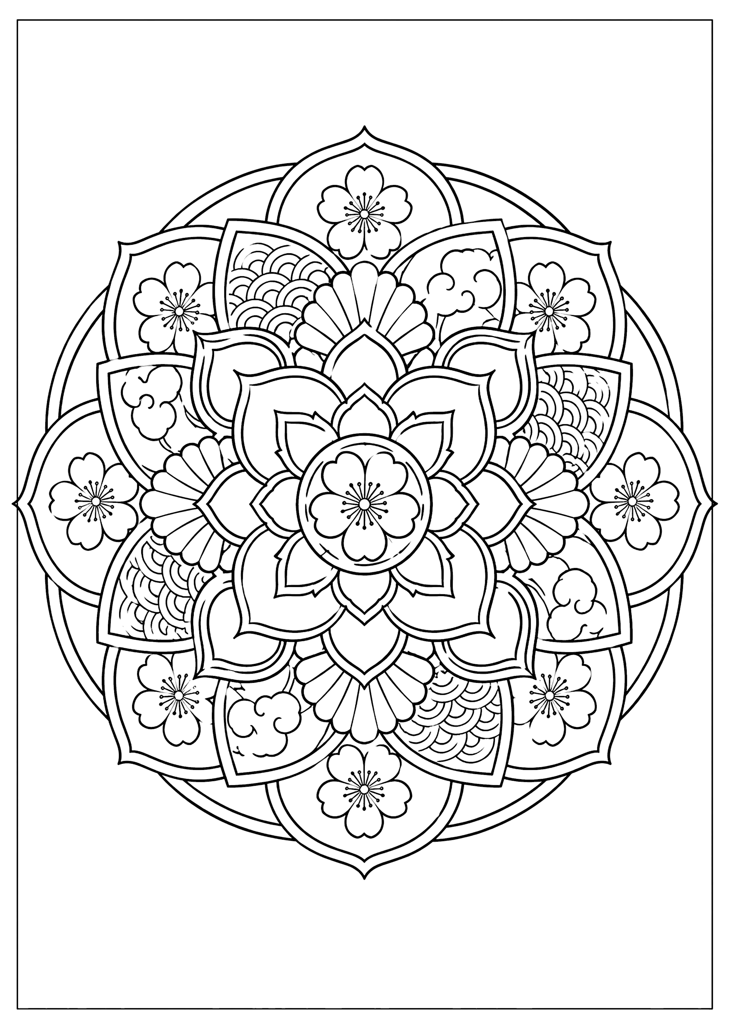 和風曼荼羅もよう 塗り絵
