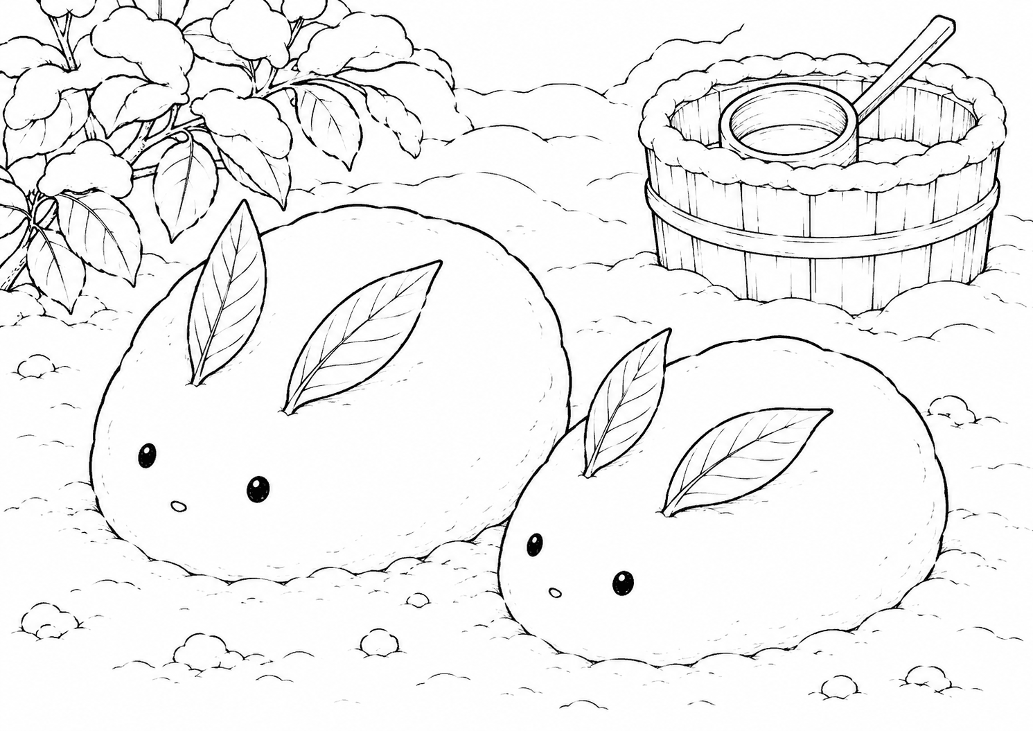 雪ウサギ 塗り絵